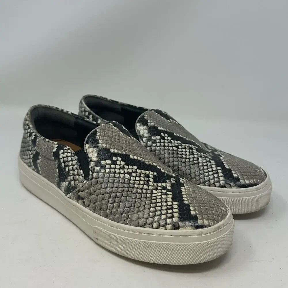 Tory Burch Women's Slip On Sneakers Roccia Print Leather Snakeskin Size 8